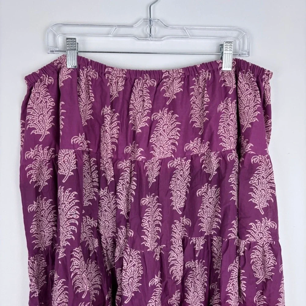 JL Studio Y2k Purple Tiered Midi Skirt Fairycore Cotton Boho Cottage Size 26W